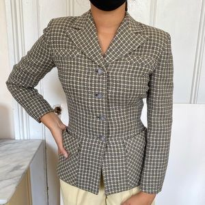 Vintage fitted fifties wool  houndstooth jacket